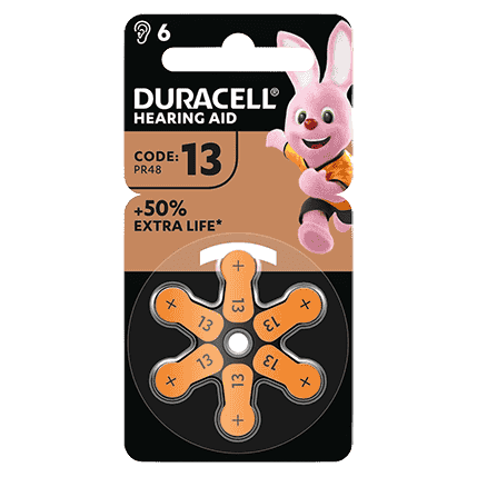 Упаковка Duracell размер 13 — 6 шт
